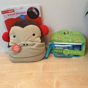 Skip Hop Zoo Travel Blanket Monkey AND Reusable Snack Bag Set